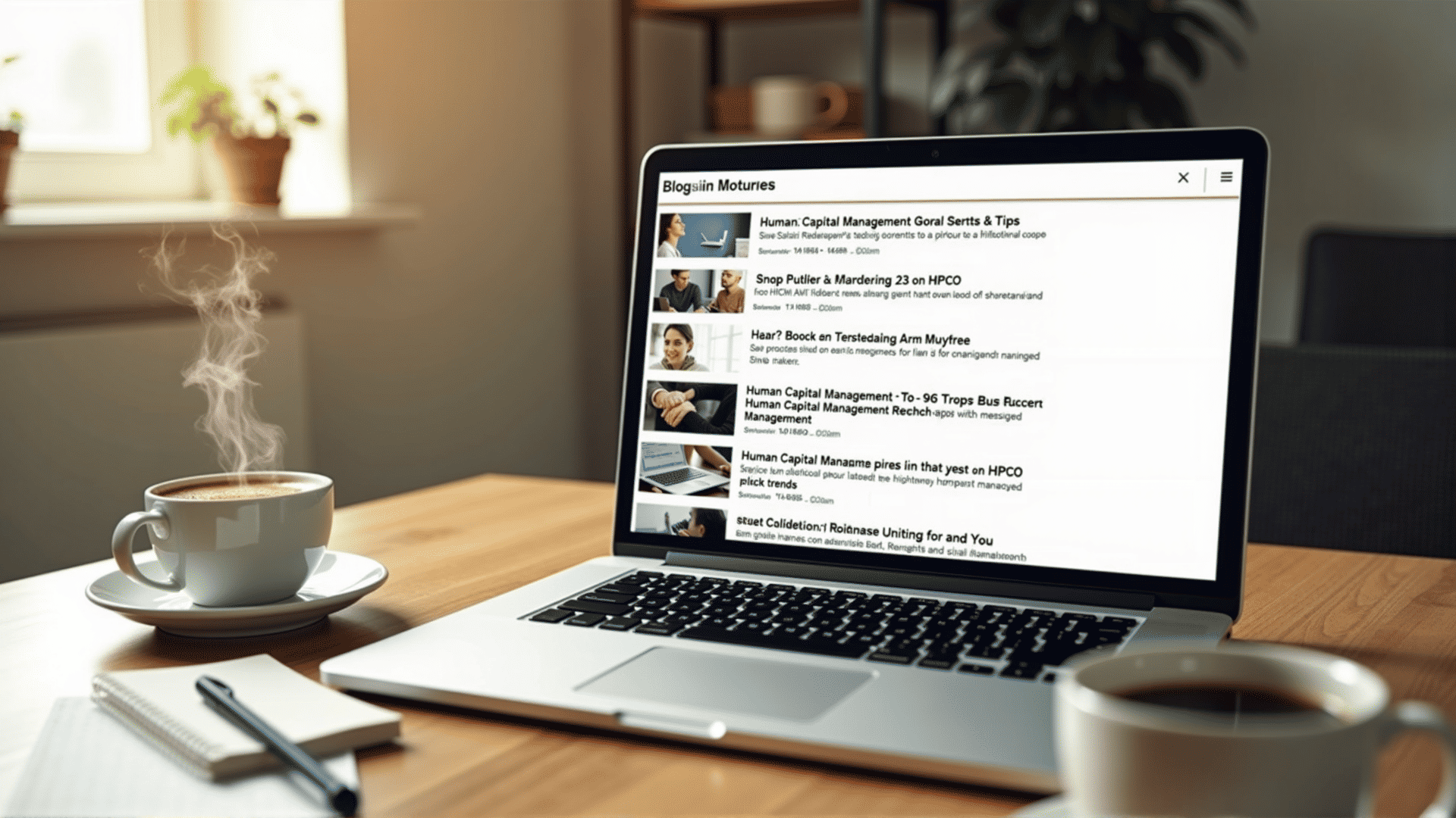 Blog interface on a laptop